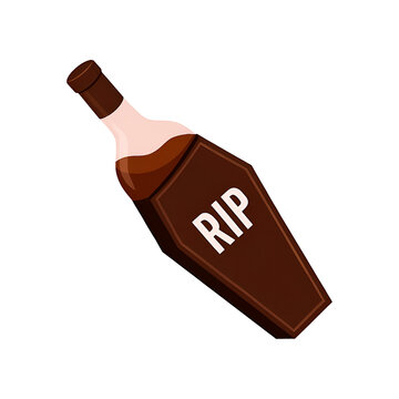 bottle of wine shape as coffin anti drug day concept