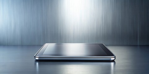 High-tech gadget placed on modern metallic surface with smooth silver gradient background giving a premium feel and sleek appearance , metallic, premium
