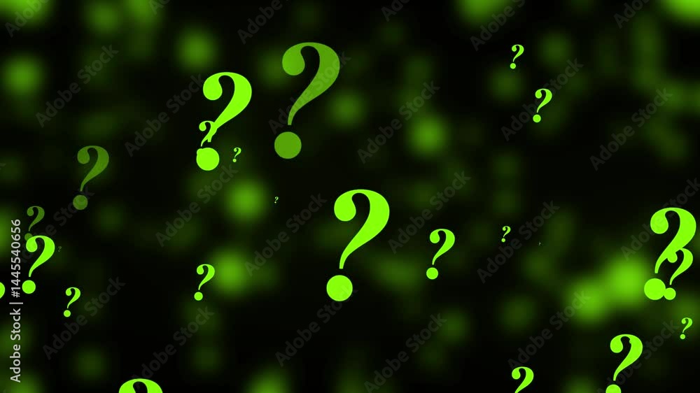 Poster green question mark particle video animated background