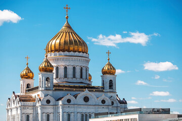 The Russian Orthodox Cathedral. Cathedral of Christ the Savior in Moscow on a sunny day. Russian Federation, Moscow, April 28, 2025..