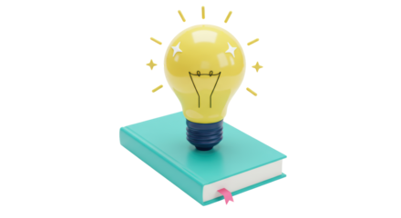Isolated Idea Bulb on Book