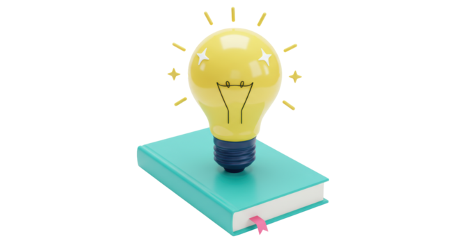Isolated Idea Bulb on Book