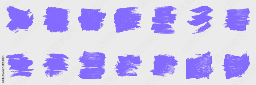 Poster abstract purple brush strokes set. artistic expression and creativity elements isolated vector illus