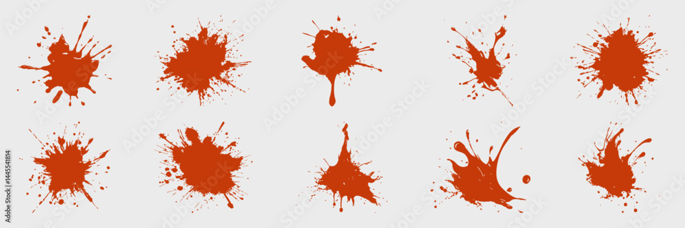 Poster red paint splatter set. creative art design elements for backgrounds and textures. isolated vector i