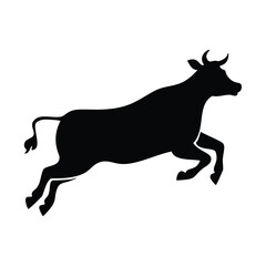 Cow Jumping Playfully Silhouette Vector