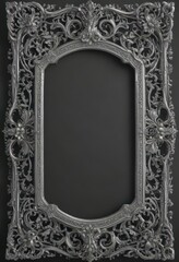 Silver filigree floral frame, vintage style  Ornate details ,  design element,  texture
