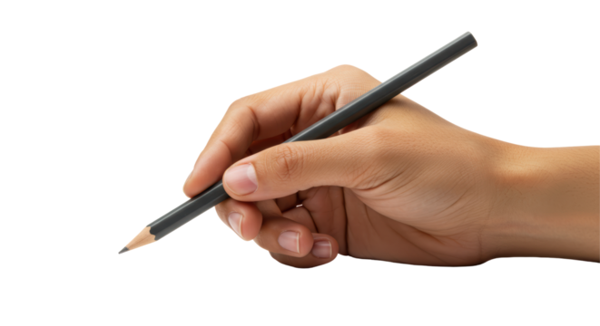 Isolated Hand Holding Pencil