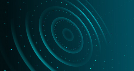 4k HUD radio waves dynamic modern dark blue green black abstract background with diagonal lines. Round frame banner. Big 3d digital technology circles. Hi-tech glowing BG. 3d abstract system security