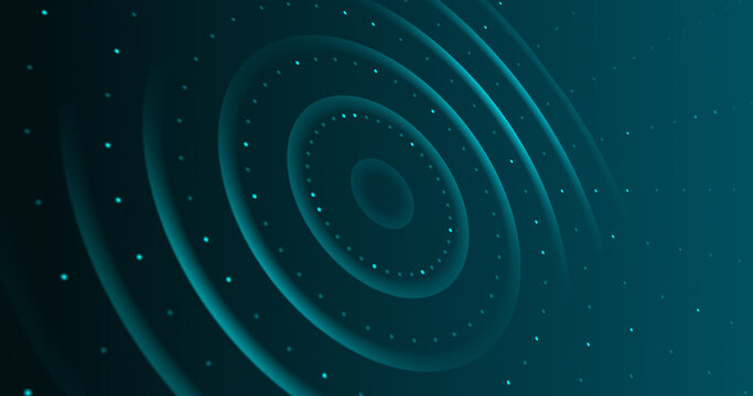 4k HUD radio waves dynamic modern dark blue green black abstract background with diagonal lines. Round frame banner. Big 3d digital technology circles. Hi-tech glowing BG. 3d abstract system security