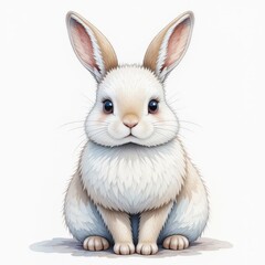 Obraz premium Cute White Rabbit Posing Calmly With Soft Fur, Large Ears, and Bright Eyes in a Minimalistic Background