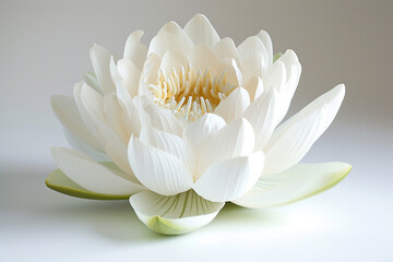 Realistic of a white lotus flower isolated on a white background, suitable for yoga centers, natural cosmetics, health care, and Ayurveda products   
