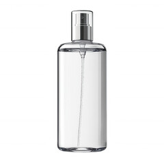Clear glass spray bottle mockup for perfume cologne or cosmetic product on transparent background