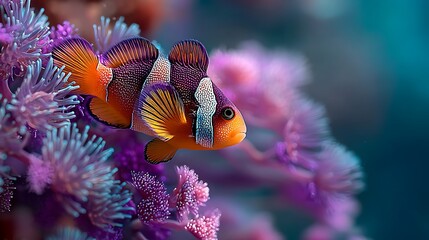 Obraz premium Vibrant fish amidst purple coral
