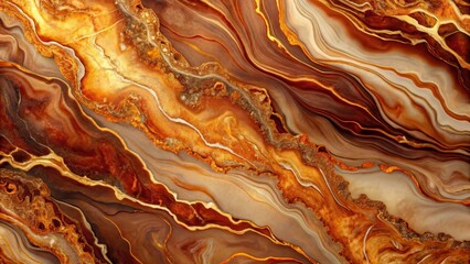 Fluid marble with earthy tones of terracotta and sienna, featuring intricate metallic gold veining and subtle texture variations , luxurious, earthy tones
