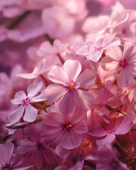 A close up of pink flowers with a soft pink background