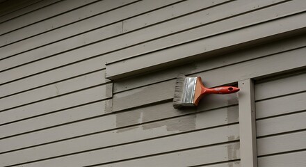 Painting House Exterior Wall with Brush for Home Improvement