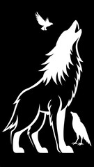 Wild animal silhouette such wolf howling