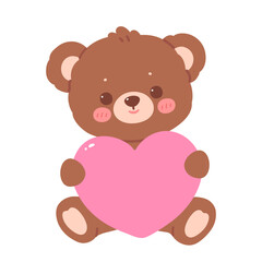 Cute bear holding heart shape decoration cartoon illustration