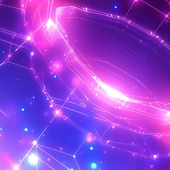 Glowing Neon Circuit with Abstract Digital Network Design