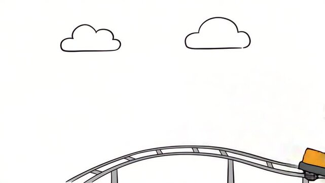 animated line figure character riding a rollercoaster