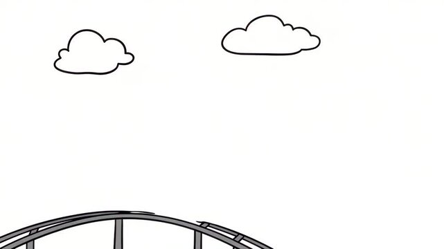 animated line figure character riding a rollercoaster