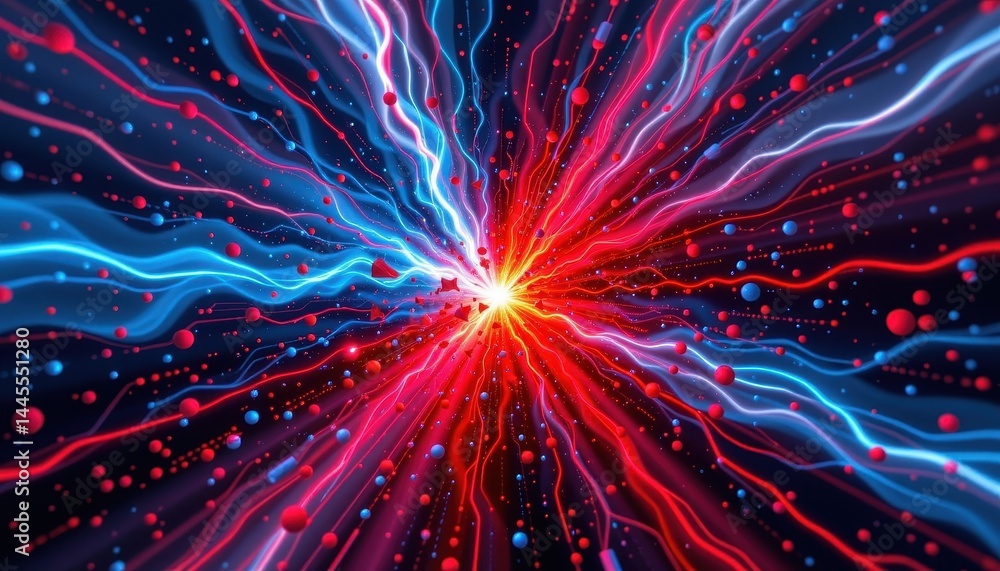 Poster the collision of red and blue energy creates a dynamic and visually stunning display, with the contr
