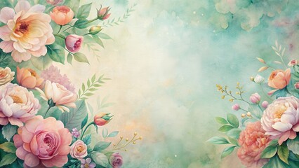Elegant retro floral prints background with timeless vintage floral print featuring soft pastel hues and delicate watercolor textures, delicate, background