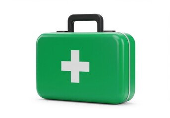 Obraz premium Green first aid kit isolated on white background