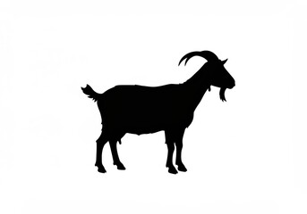 Fototapeta premium Black goat silhouette isolated on white background