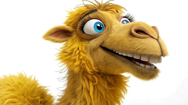 Animated camel with a happy expression celebrating hump day