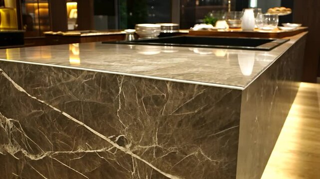 Modern marble kitchen island countertop