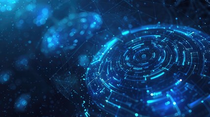 Fototapeta premium Wonderful picture of micro light sparkling particles scattered across blue flowing wave, create abstract bokeh effect perfect for background design that evoke a sense of energetic and fantasy. AIG53.