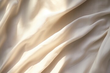 Obraz premium Soft sunlight falls on gently flowing, sheer cream fabric, creating elegant folds and a delicate, airy texture.