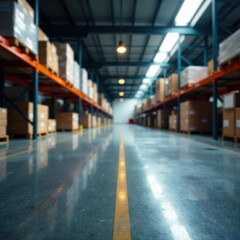 Fototapeta premium Industrial warehouse with sleek metallic surface, background, warehouse, metallic