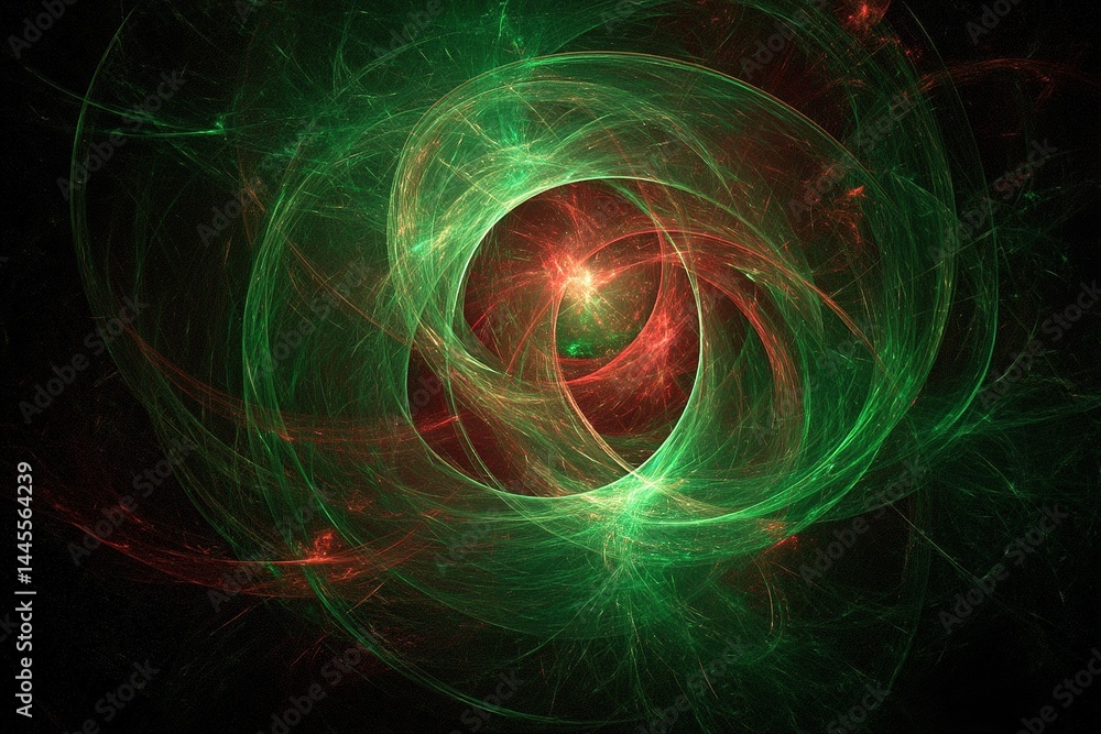 Canvas Prints colorful abstract swirl of green and red light against a dark background creates a mesmerizing cosmi