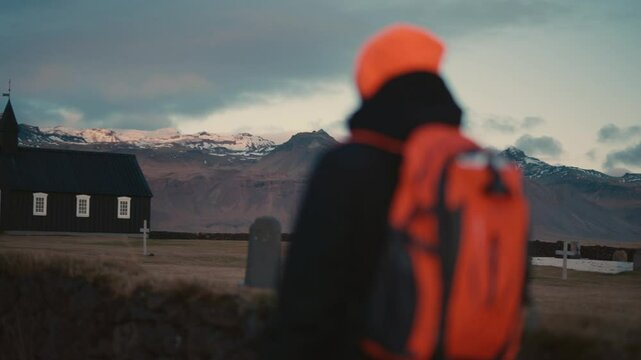 Man Visiting Iceland's Iconic Black Church