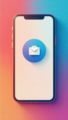 Minimalist illustration of smartphone screen showing a click-to-open icon for a popular web browser, web, icon, minimalism