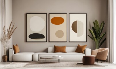 Creative minimalist abstract hand-drawn art for modern wall decoration. AI generated illustration.