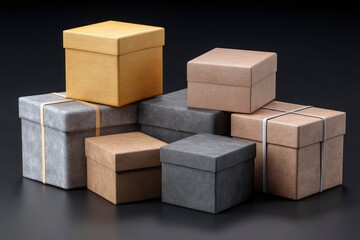 Assorted Square Box Set on Black Backdrop
