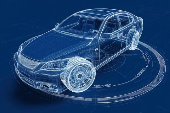 3D car model demonstrating engineering design principles and automotive technology