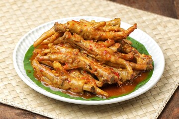 Ceker Mercon. Spicy Chicken Feed are a spicy dish made from chicken feet cooked with spicy spices
