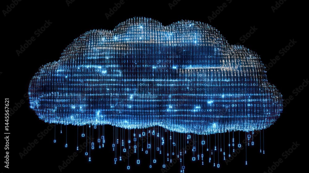 Poster digital cloud binary code