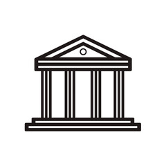 Fototapeta premium Simple line art illustration of a classical building with three columns, concept for financial institution logo design