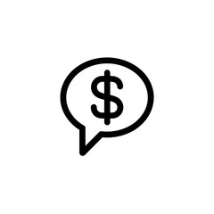 Obraz premium Bold black outline of a speech bubble containing a dollar sign, concept for finance, banking, and investment