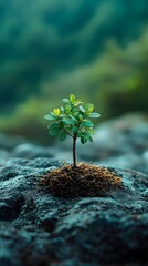 "Tiny Tree Persevering on Rocky Surface"