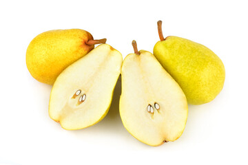 Ripe juicy pears isolated on white.