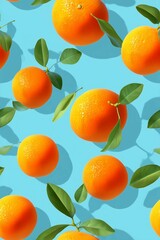 Pattern of oranges on light blue background,digital art,wallpaper or website graphics