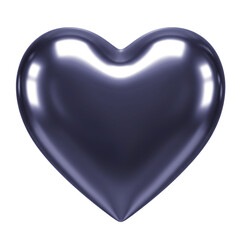 Metallic heart shape isolated on transparent background