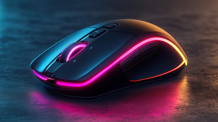 High-resolution image of a wireless computer mouse with clipping path, shown in selective focus