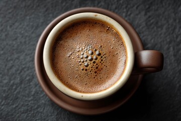 Fototapeta premium Coffee Cup on Saucer with Dark Background